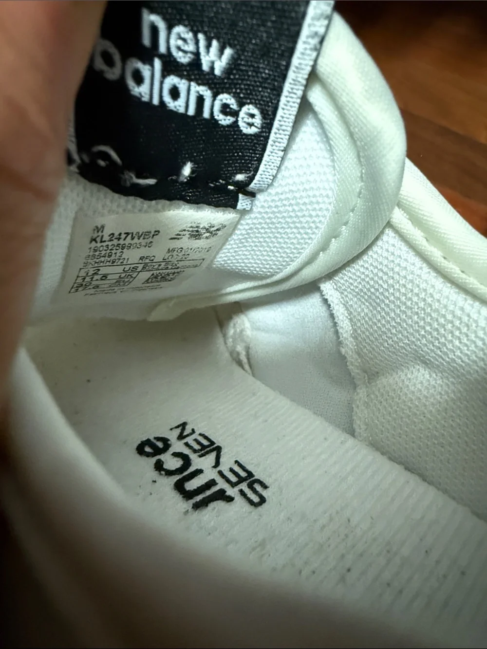 New Balance White Kids' Sneakers with Black N Logo Sz 12